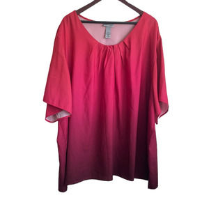 EUC Maggie Barnes Catherines 5X Ombre Red Pleated Neck Flare Sleeve